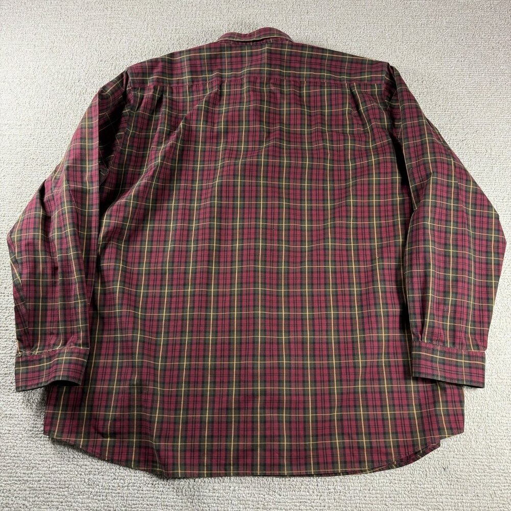 L.L. Bean Button Down Plaid Shirt Maroon Green Men’s Size XXL - Picture 7 of 8